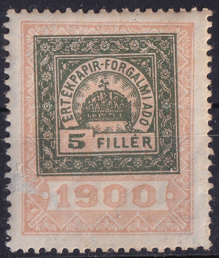 1900. Értékpapr Forgalmi Adó 5 fillér (falcos)