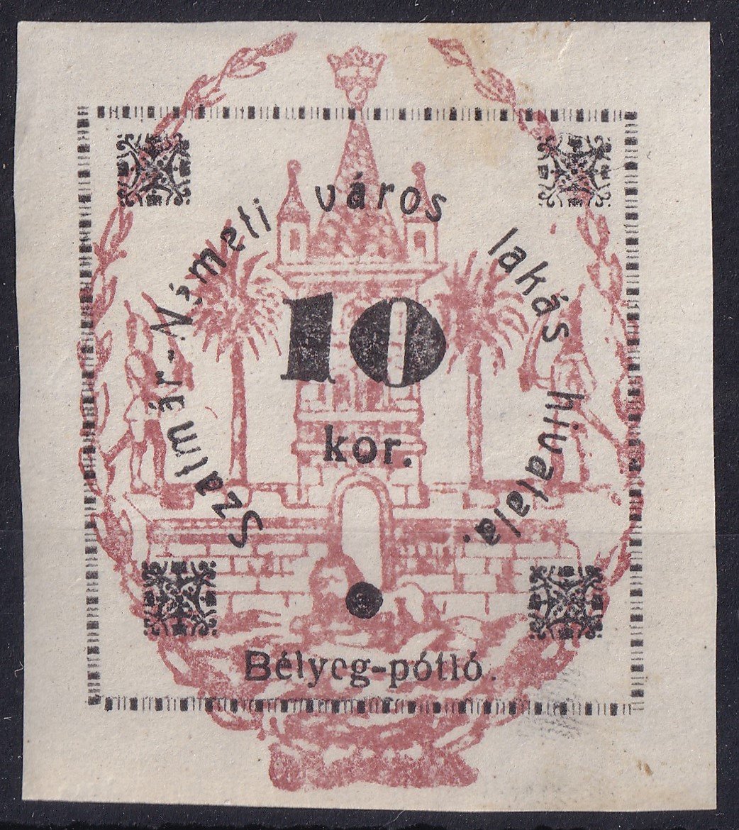 1918. 10 Korona SZATMÁR-NÉMETI, Lakáshivatali bélyeg