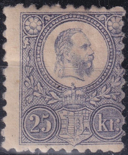 1871. Réznyomat 25kr, eredeti gumival, falctalanított - természees gumi repedések a hátoldalon - ami igazi az mind ilyen ;.)