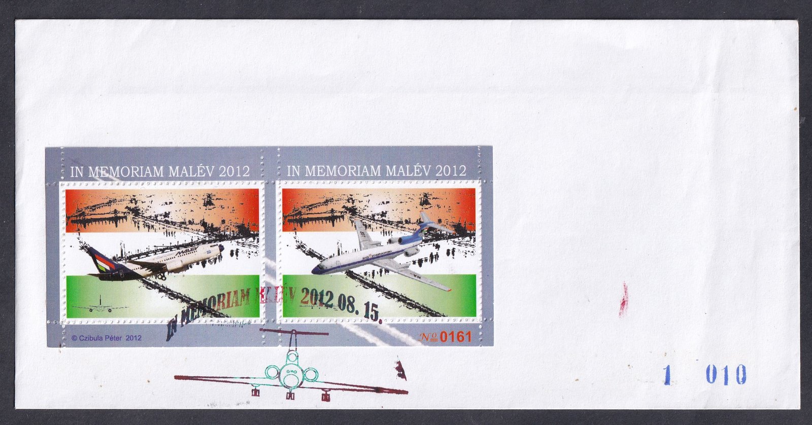 MALÉV emlékív, alkalmi bélyegzés tervvel, (nem valósult meg)