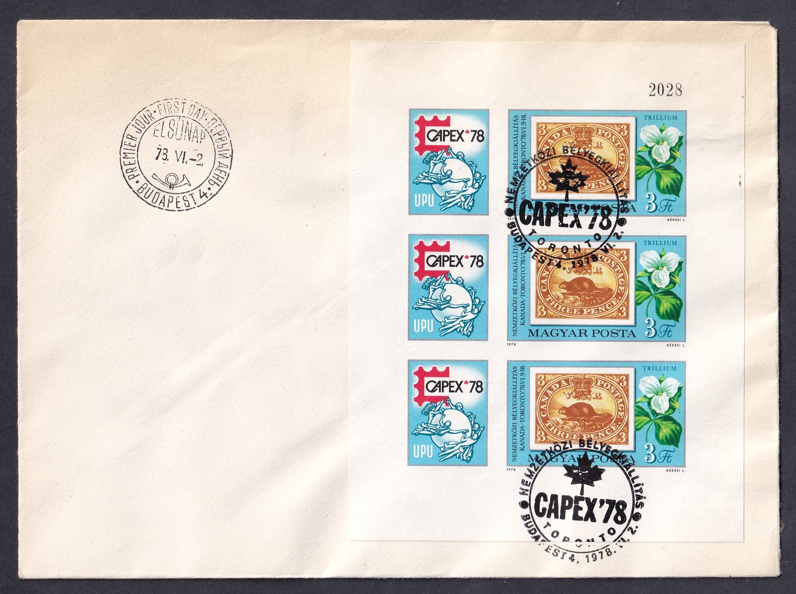 1978. CAPEX78 bélyegkiállítás, vágott kisív FDC