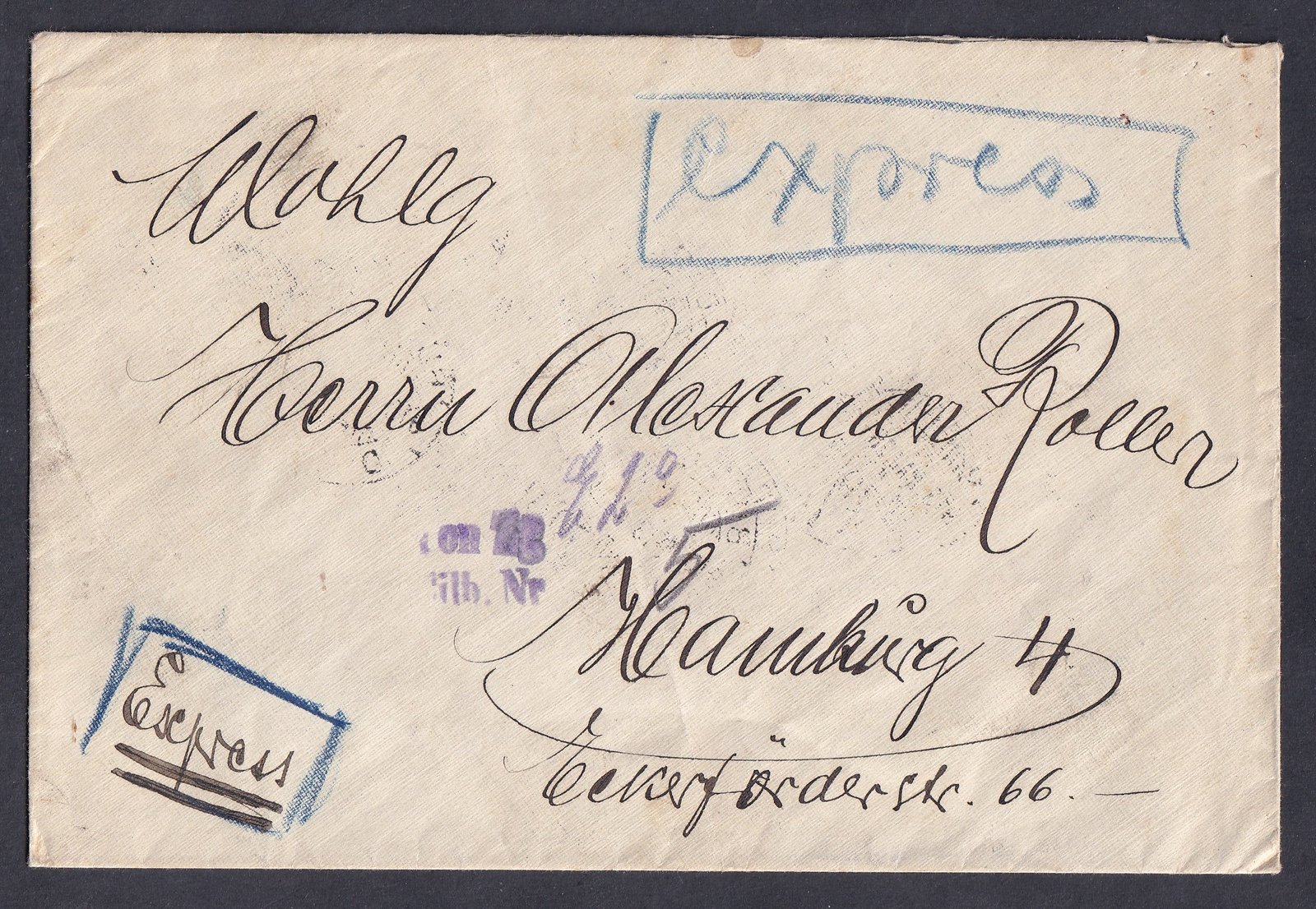 1913. Budapest, Hamburg-ba feladott expressz levél