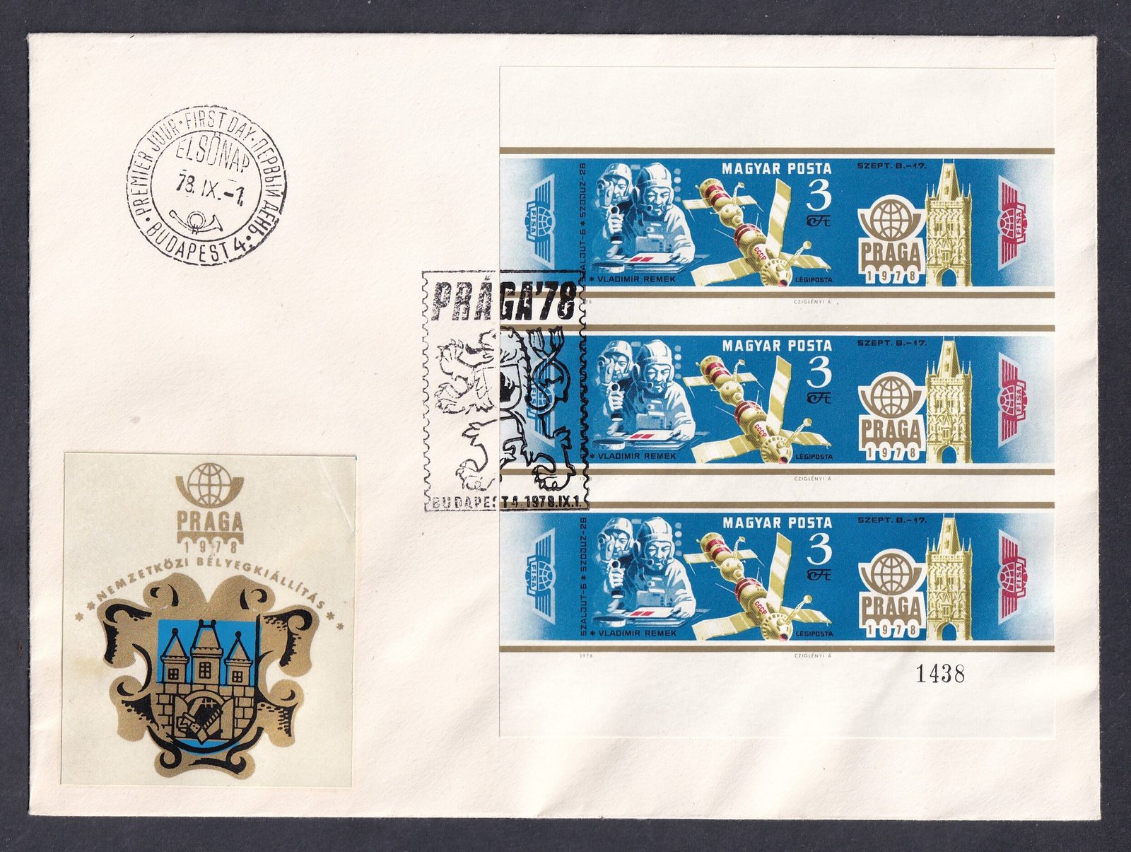 1978. Prága Bélyegkiállítás vágott kisív FDC