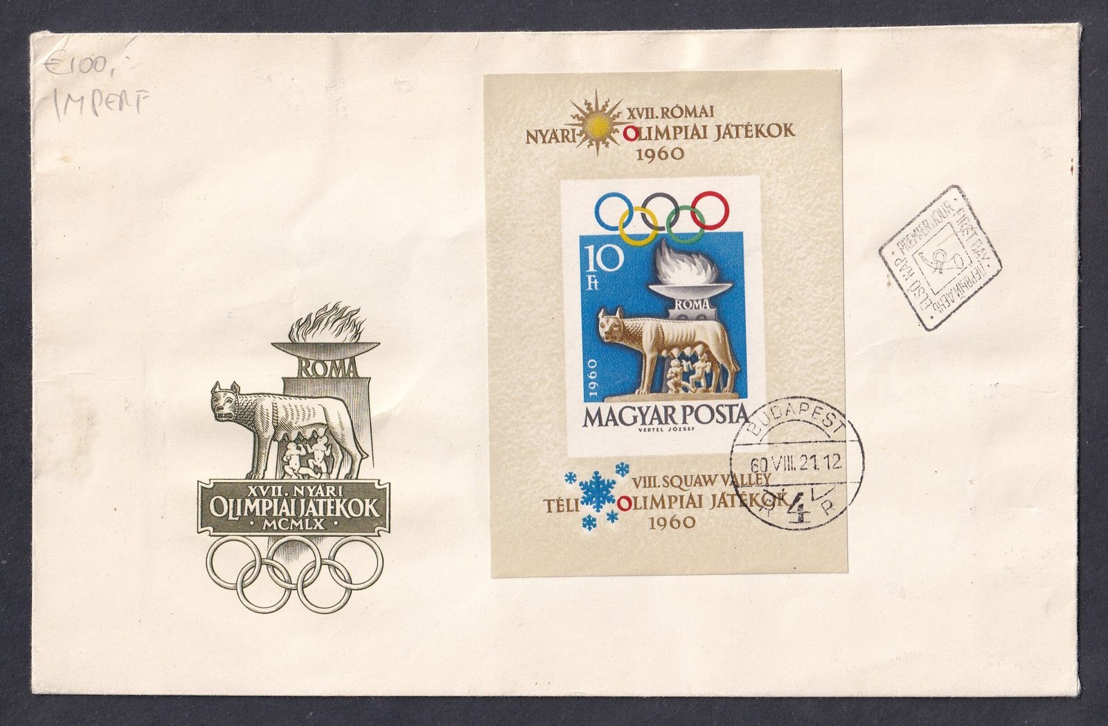 1960, Olimpia vágott blokk FDC