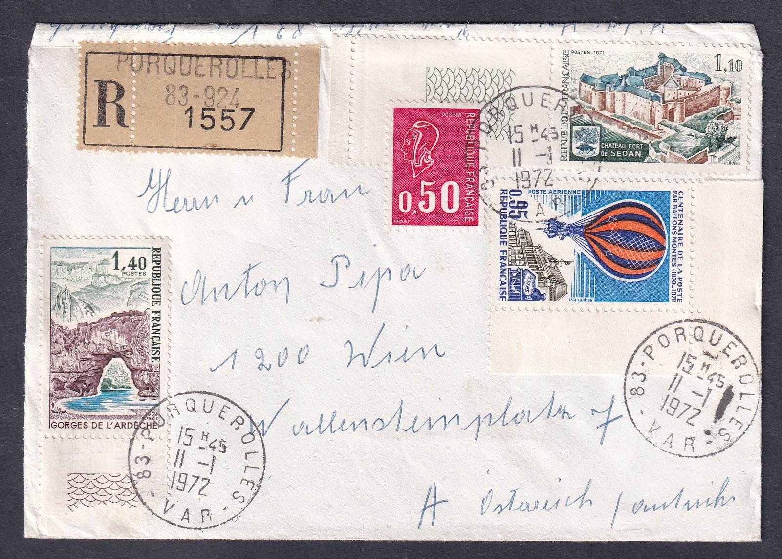 IMG_20260413_0022 1972. Porquerolles Sziget, (Franciaország) Bécsbe feladott ajánlott levél