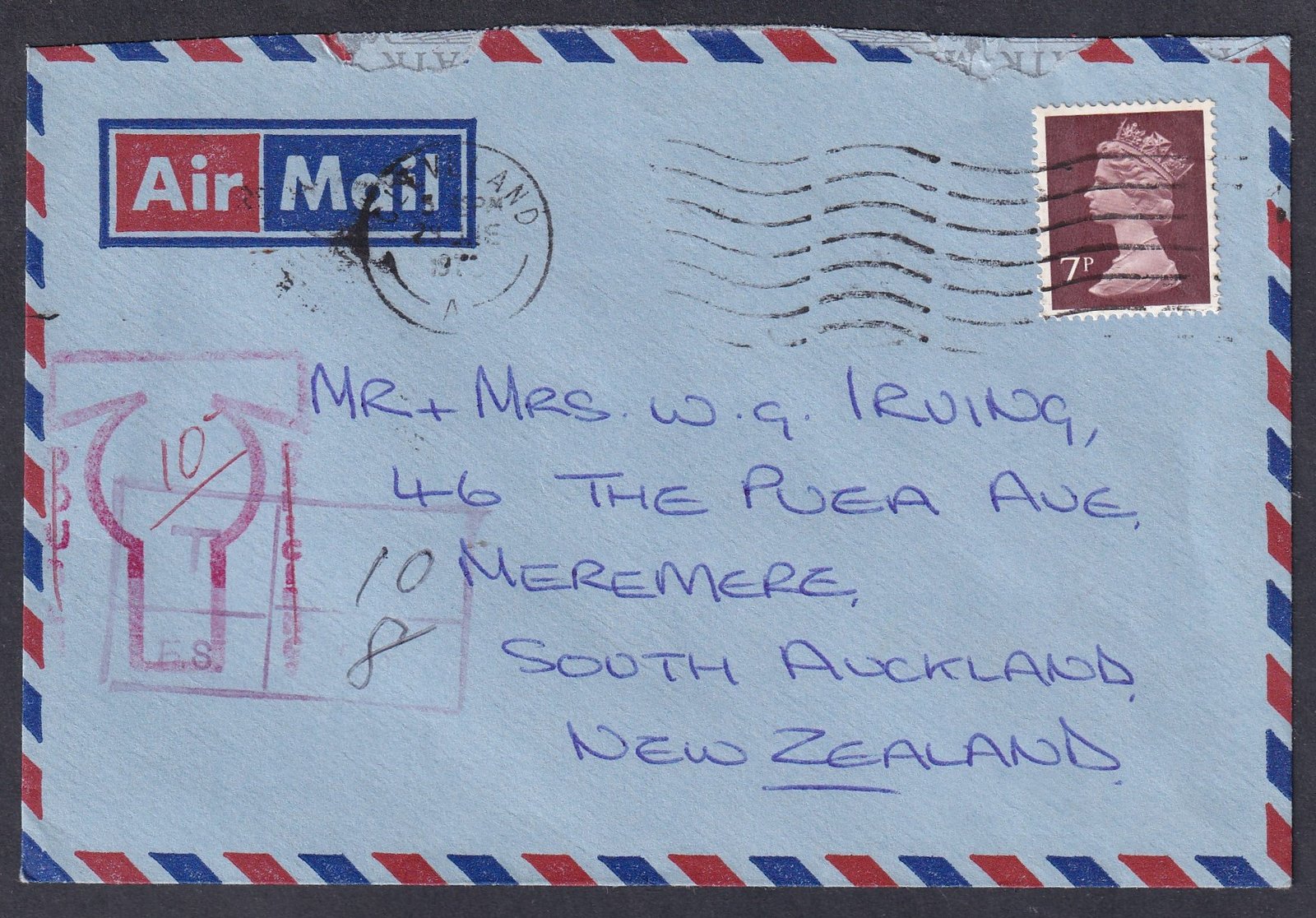 IMG_20260413_0024 1978. Cleveland (GB), Új-Zéland-ra feladott légiposta levél (portózva!)