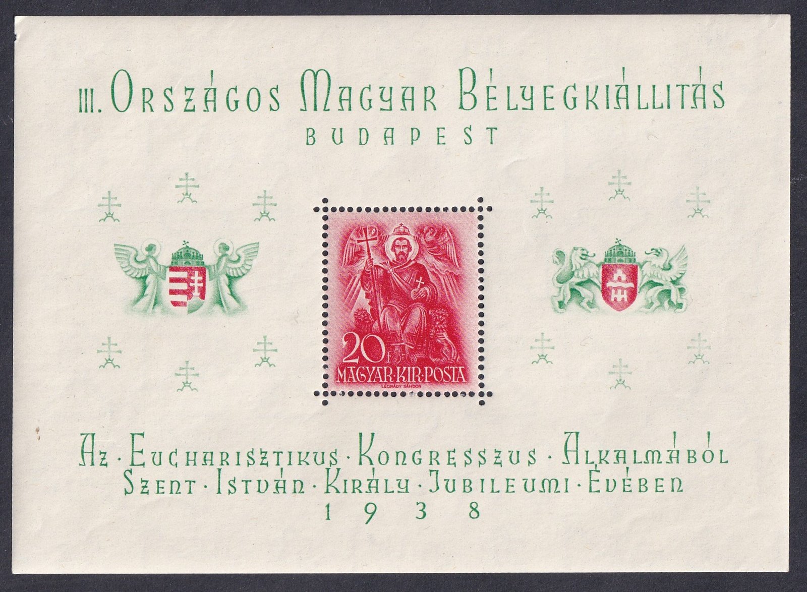 IMG_20260413_0030 1938. 2 db ORBÉK blokk - postatiszta és alkalmi bélyegzéssel