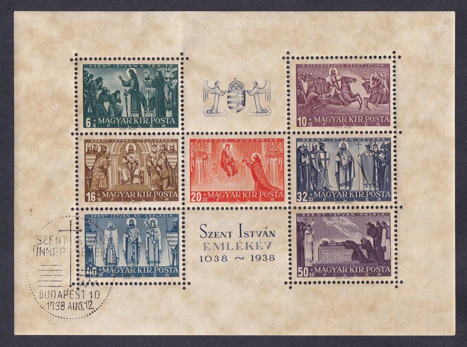 1938. Szent István blokk, alkalmi bélyegzéssel