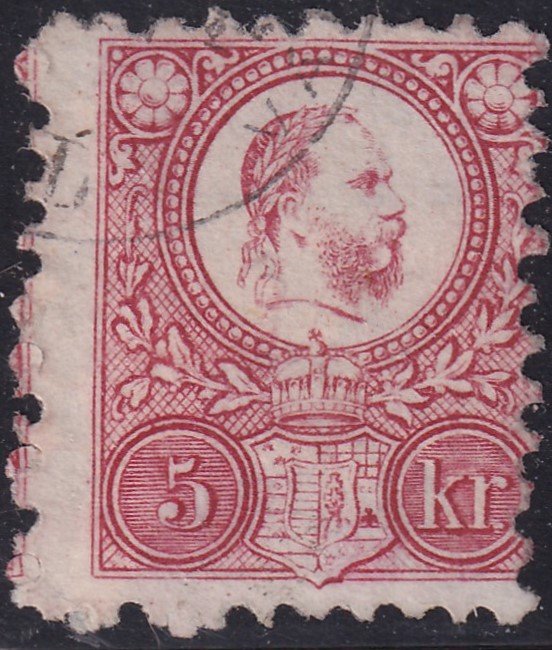 1871. Réznyomat 5kr, lemezhiba a király homlokán "véresfej"
