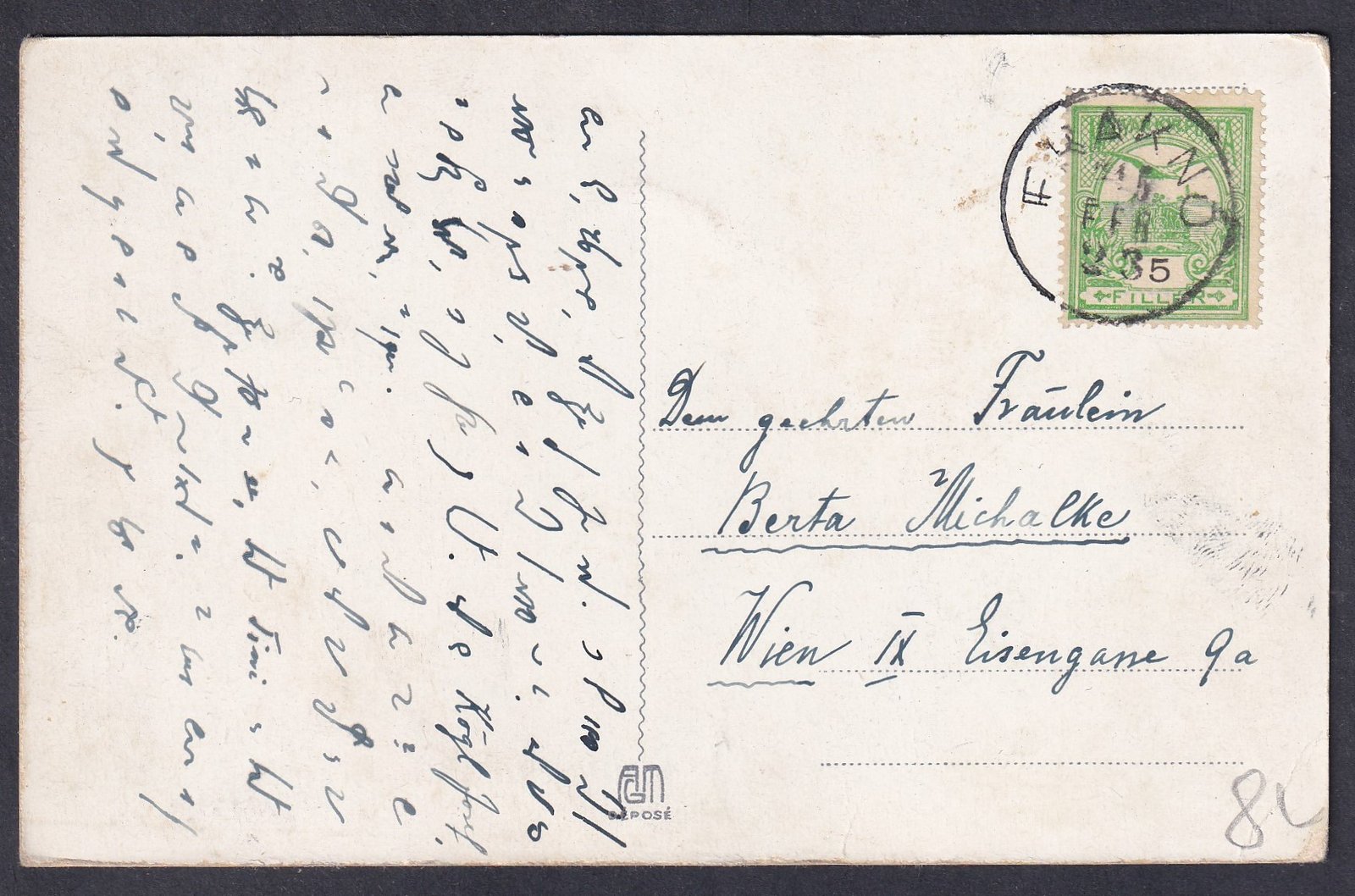 1915. FRAKNÓ, Bécsbe feladott képeslap