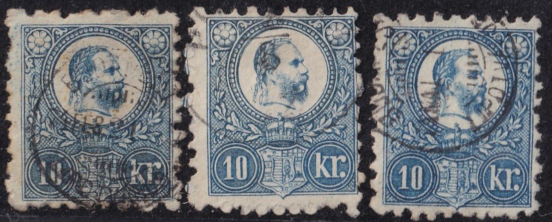 3 db 1871. Réznyomat 10kr – színárnyalatok