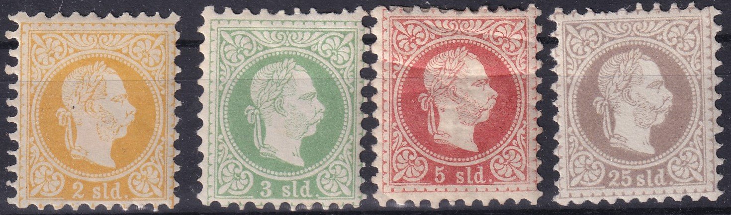 1878. Ausztria levantei postahivatalok – jobbra néző császárfej, finomnyomat, rövid sor (10 Sld nélkül)