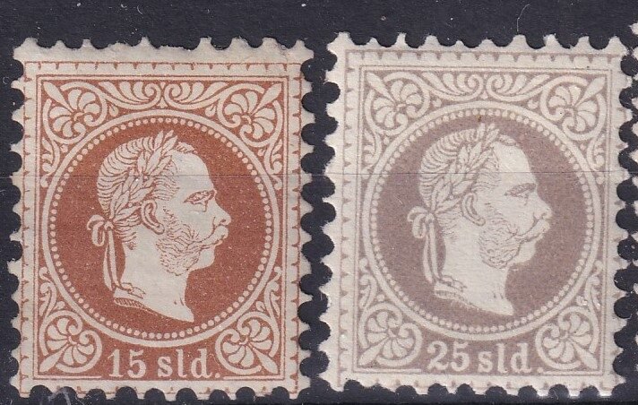 1878. Ausztria levantei postahivatalok – jobbra néző császárfej, finomnyomat, 15 sld (egy rövid fog) +15 sld* /ANK 40 euro/