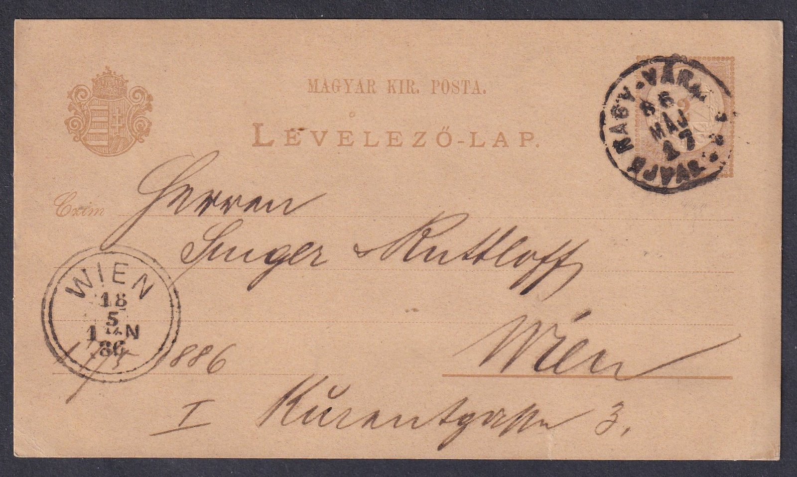 1886. NAGY-VÁRAD / ÚJVÁROS, Bécsbe feladott levelezőlap