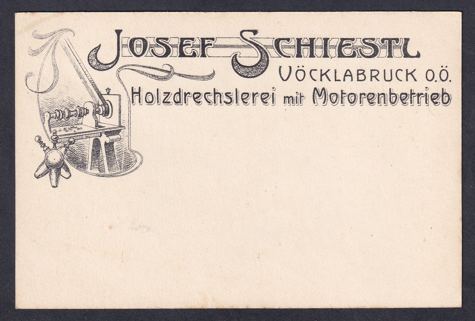 (1900-körül) Vöcklabruck (Felső-Ausztria) - Holzdrechslerei mit Motorenbetrieb → faesztergályos műhely, használatlan levelezőlapja