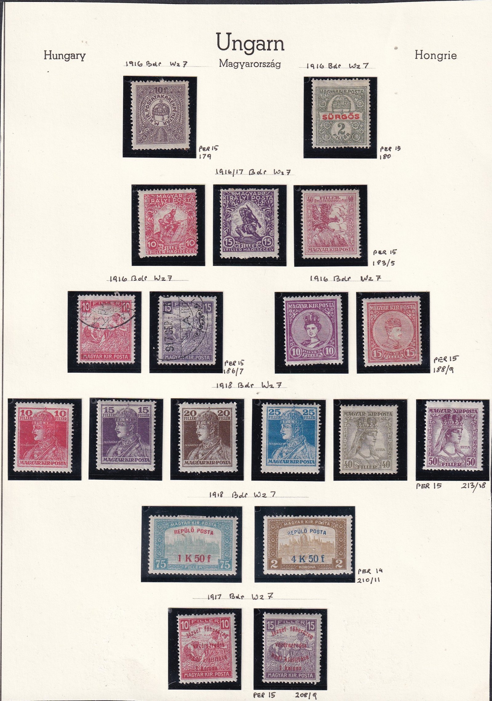 1916-1918. Kiállítási lapon rendezett kiadások - falcos Repülő Posta párral