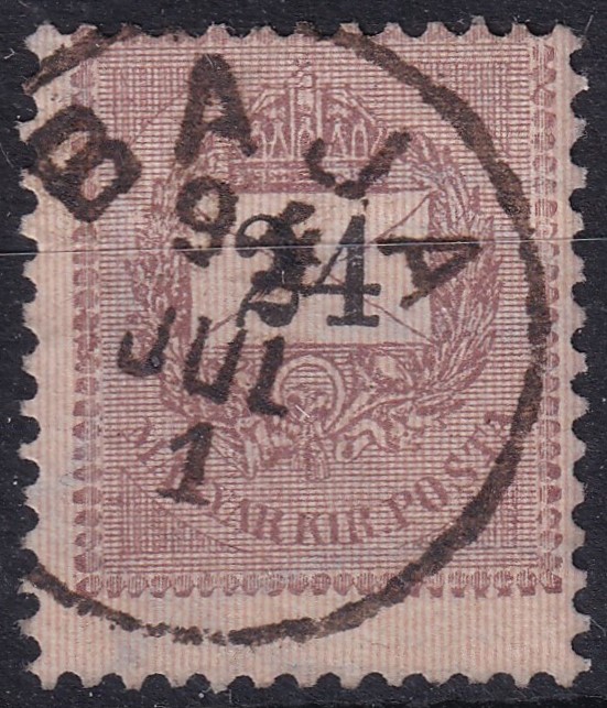 1889. 24kr /E/ képbecsúszott fogazással az ívszéléről - BAJA