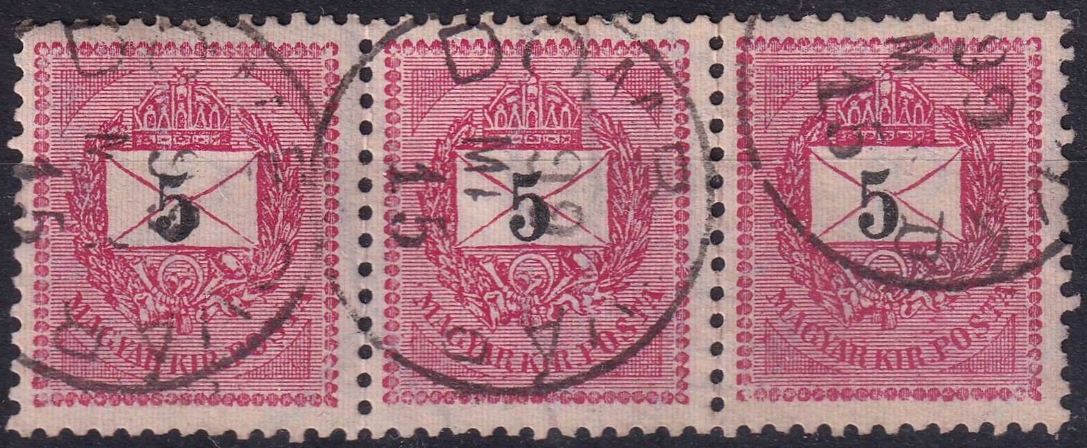 1899. 5kr /E/ hármas csík, B3-as vízjelállással (162 000 ++) - rendkivül ritka darab!