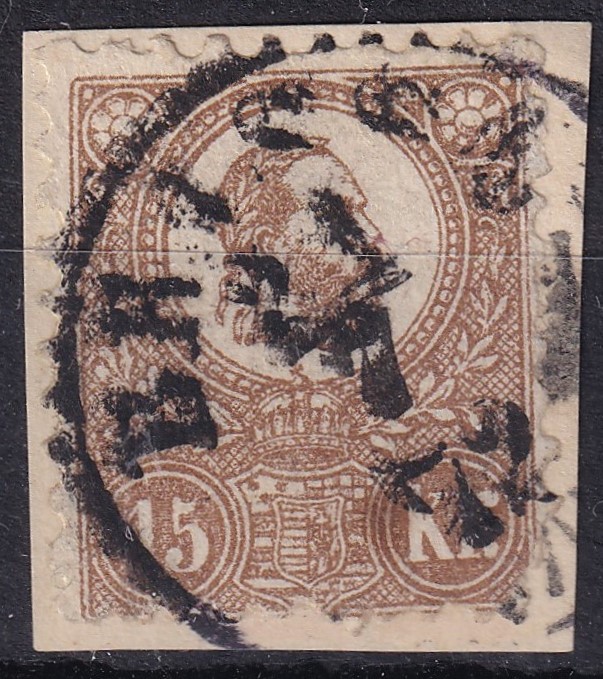 1871. Kőnyomat 15kr kivágáson V. típus