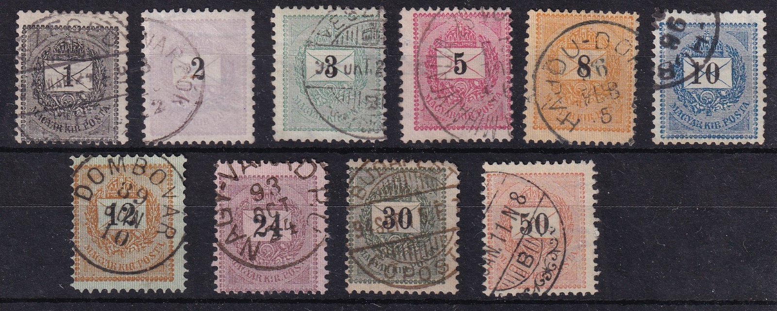 Feketeszámú krajcáros rövid sor több szép bélyegzéssel