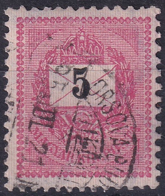 1889. 5kr /E/ az értékszám látványos gépszínátnyomatával