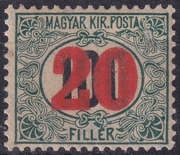 1915. Kisegítő portóbélyeg 20/100 fillér, III. vízjeles papíron