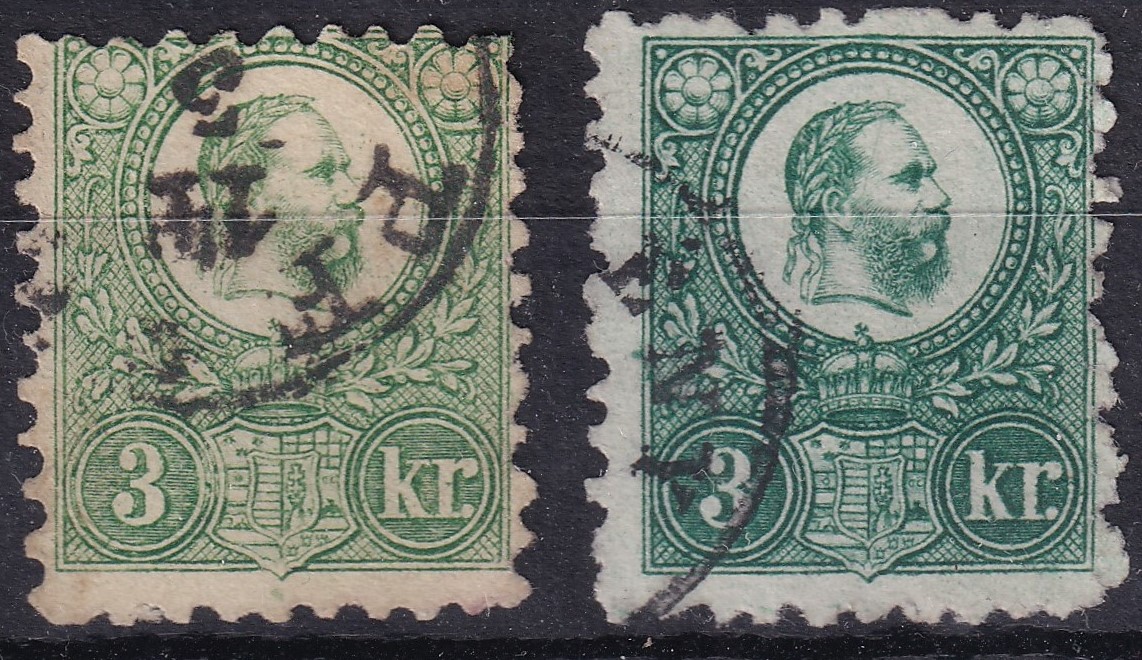 1871. Réznyomat 3kr - eltérő színárnyalatok