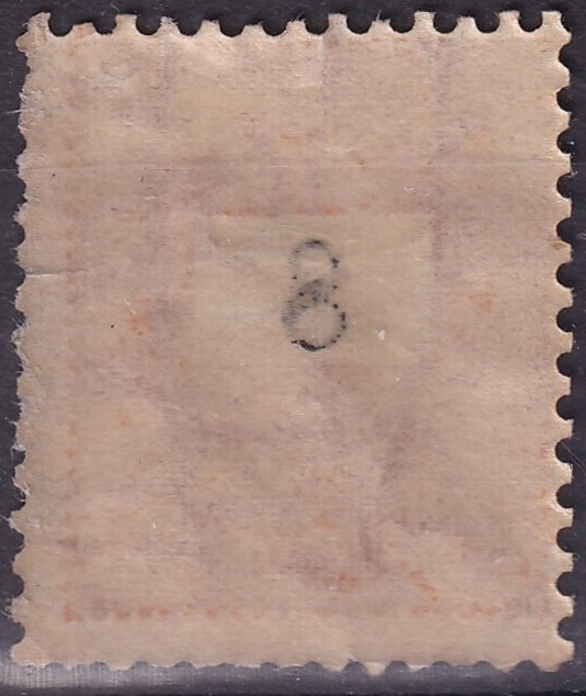 1899. 8 kr /E/ – túlfestékezett nyomat. Jobbra dőlő vízjelállású változat, amely önmagában mintegy 180 000 Ft katalógusértékkel szerepel