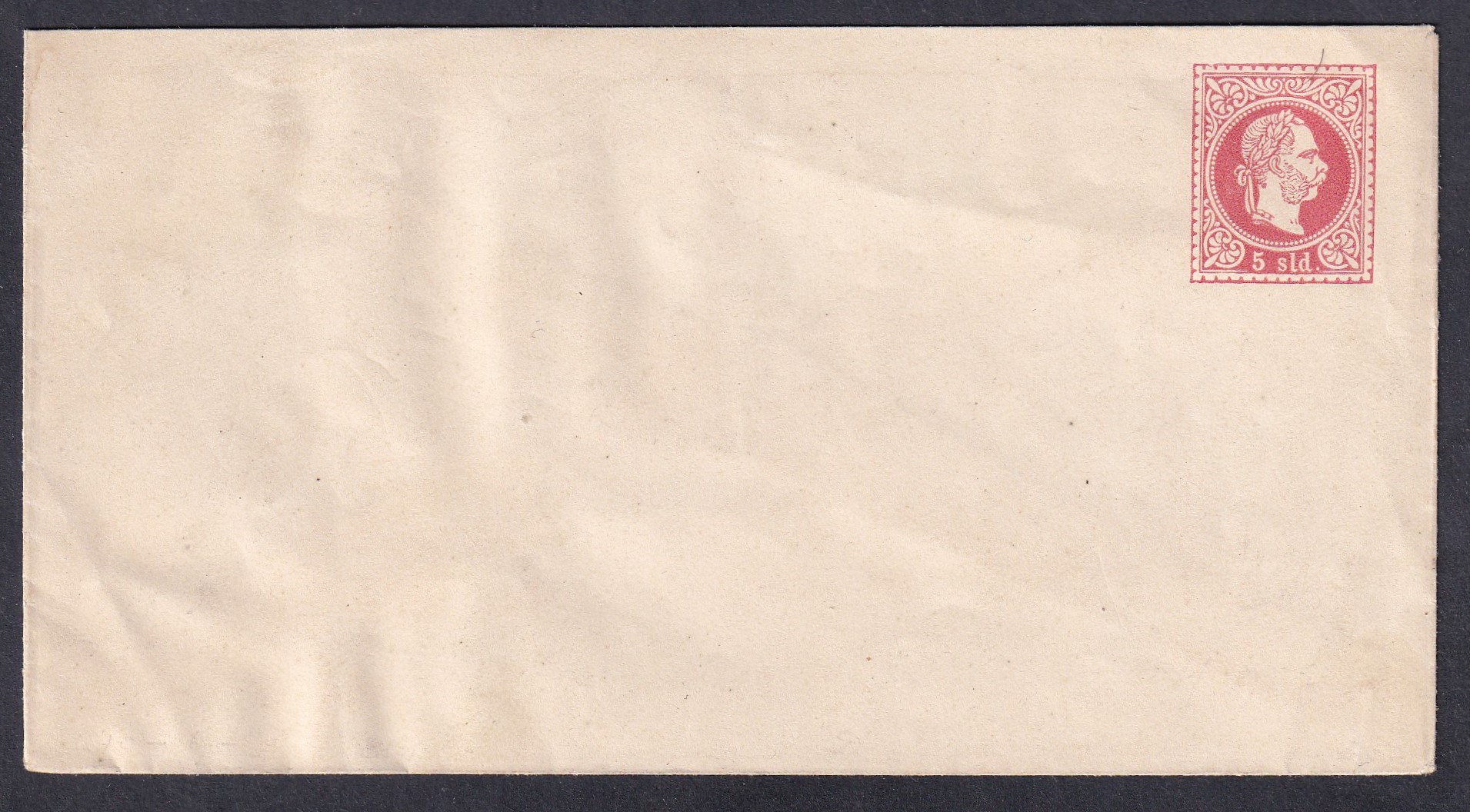 1870. Ausztria (Levante) használatlan 5 Sld díjjegyes boríték (154×85 mm)
