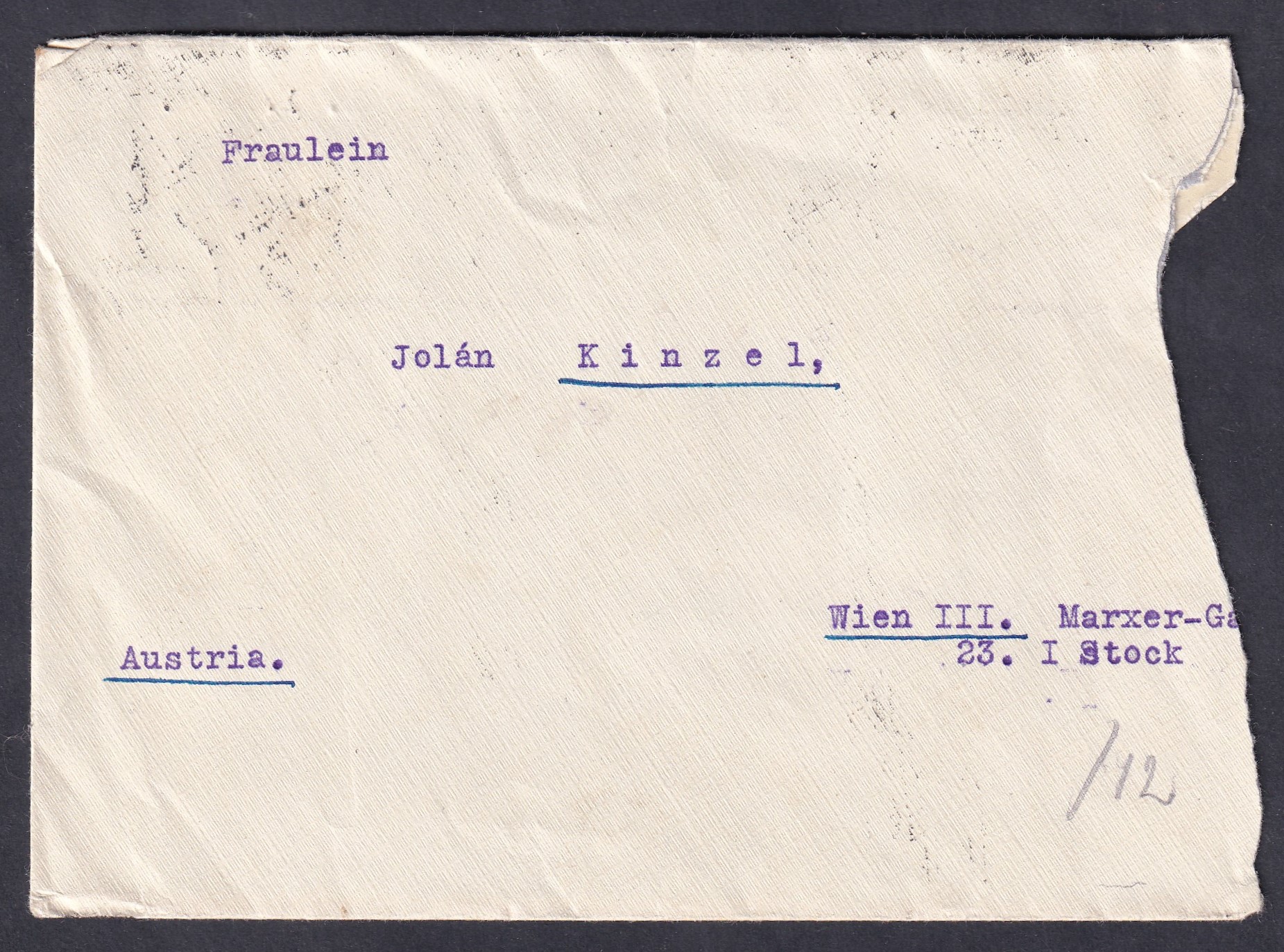 1933. Budapest, Bécsbe feladott levél