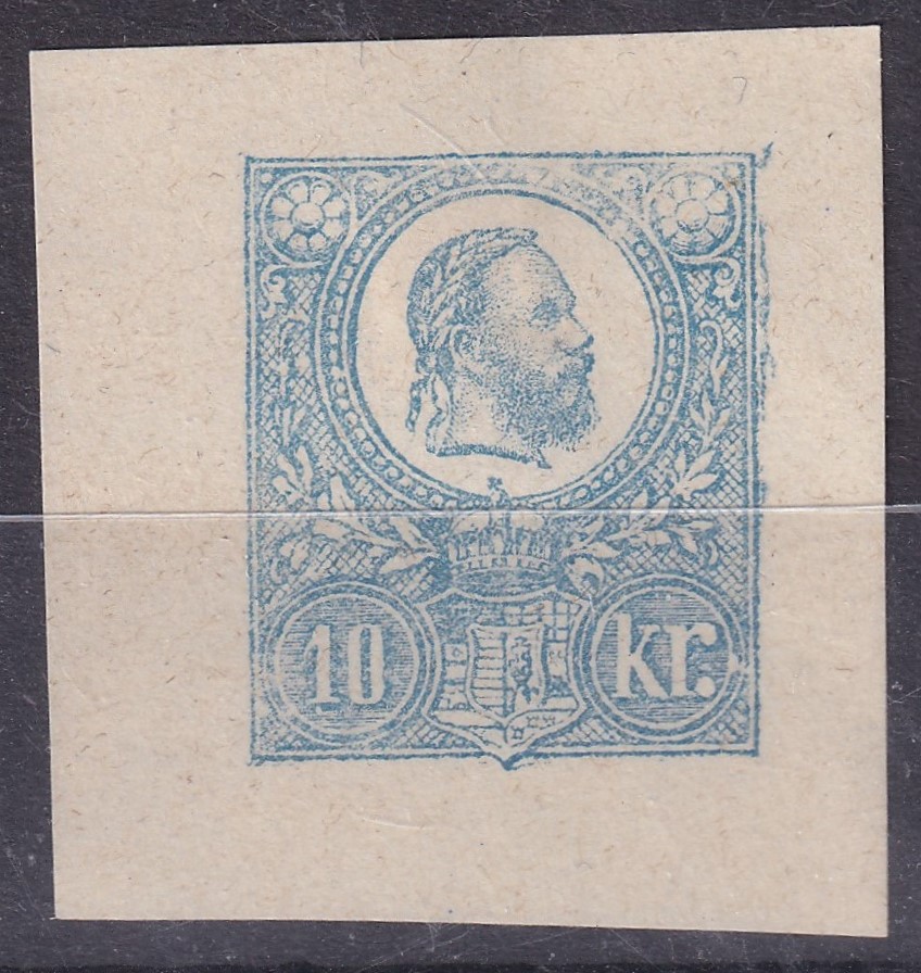 1871. Könynyomatú 10kr díjjegyes kivágás, látványos lemezhibákkal
