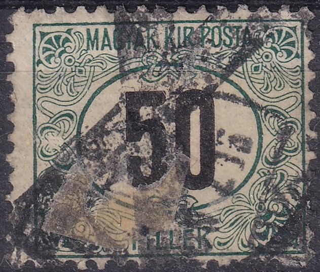 Portó 50 fillér, néma bélyegzéssel