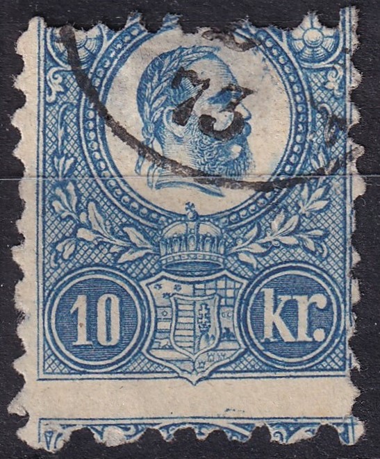 1871. Réznyomat 10kr erősen elcsúszott fogazással