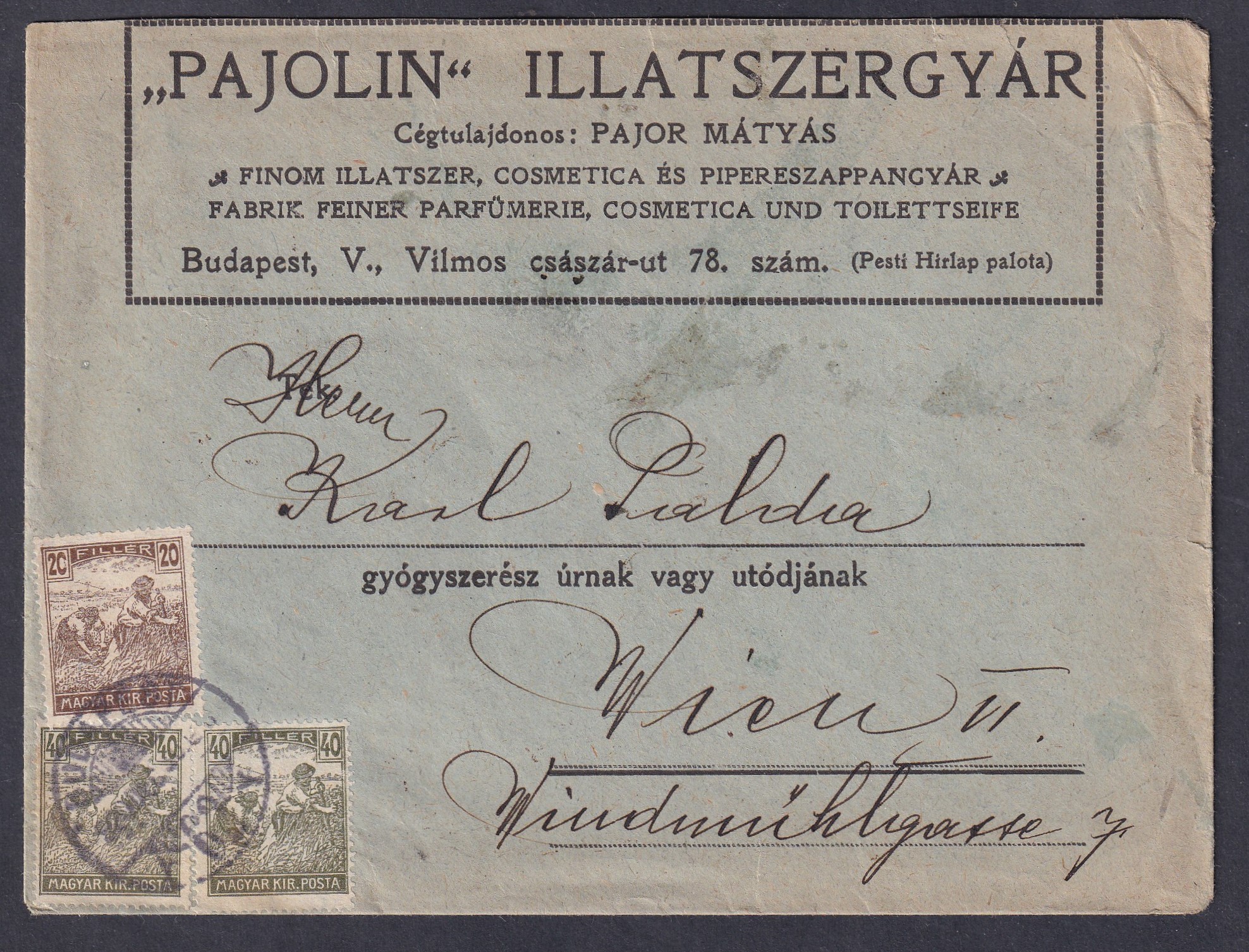 1923. (6. d.sz.) Budapest, Bécsbe feladott levél
