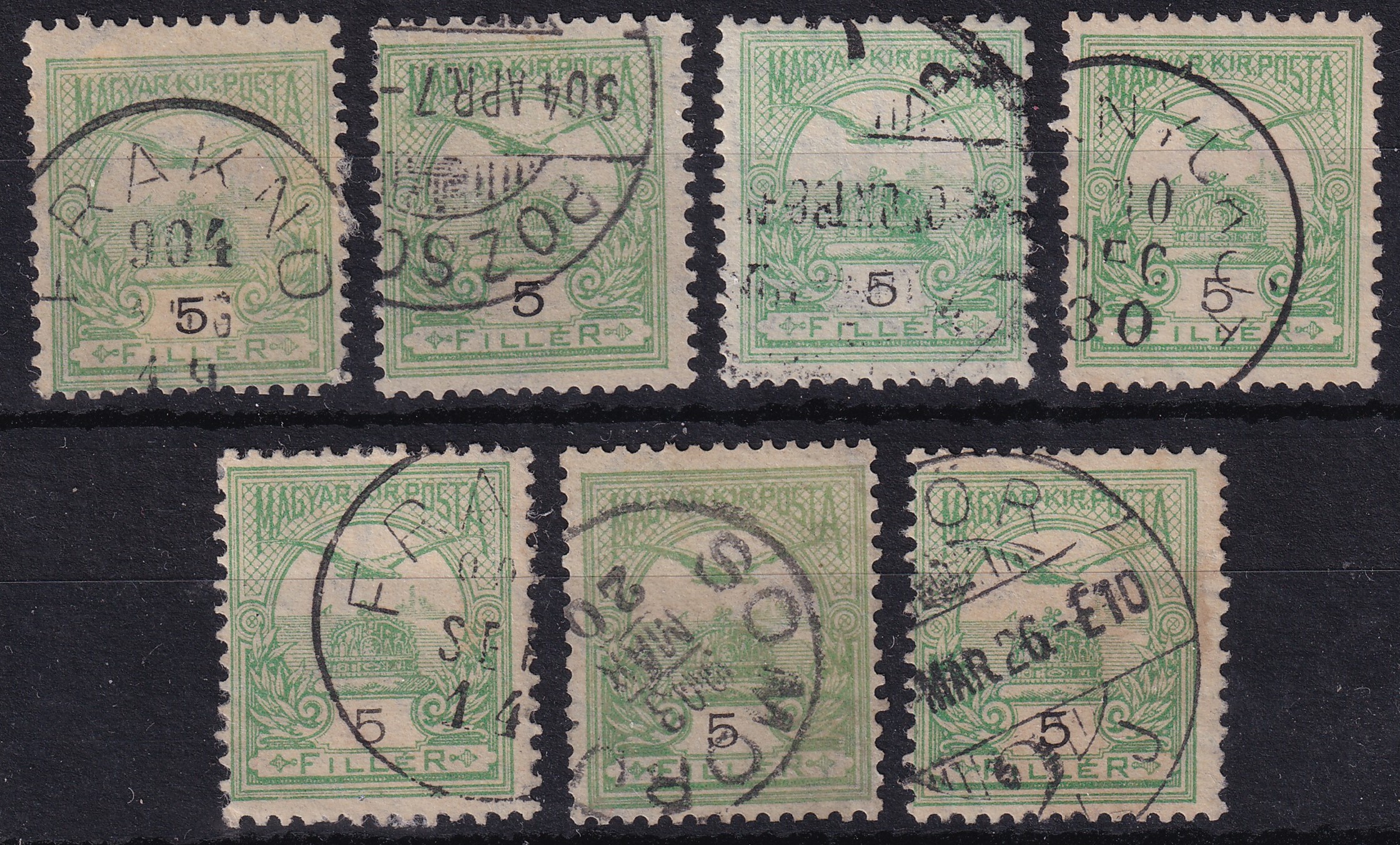 1900. 5 fillér - 2 db csillagidom, 5 db számvízjellel