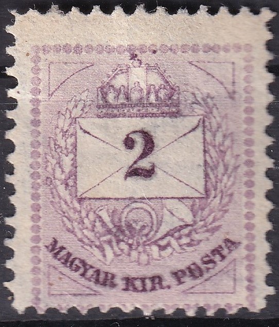1881. 2kr - metszetjavítás a háromszögekben - erősen átütőnyomat vékony papíron (0,007 mm)
