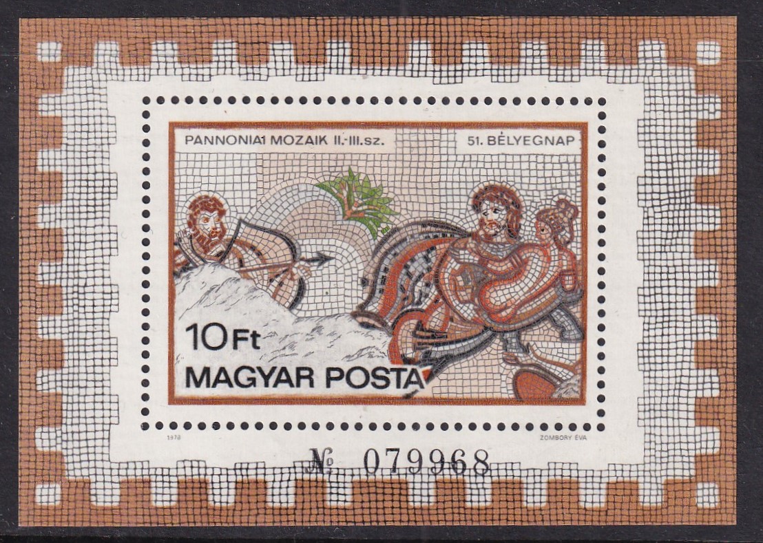1978. Bélyegnap, Pannonia mozaik blokk - "PANNON1A" - tévnyomat