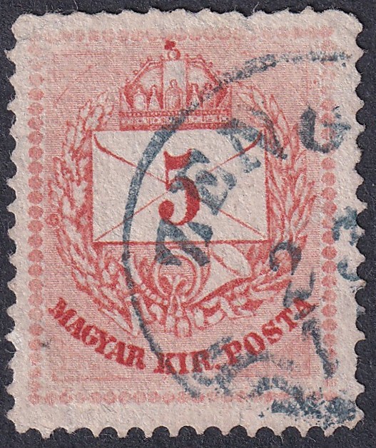 1874. Színesszámú I. típusú 5 krajcáros, nem javított anyalemezről származó első nyomat („0”-ás típus), szakvéleménnyel. /RRR/