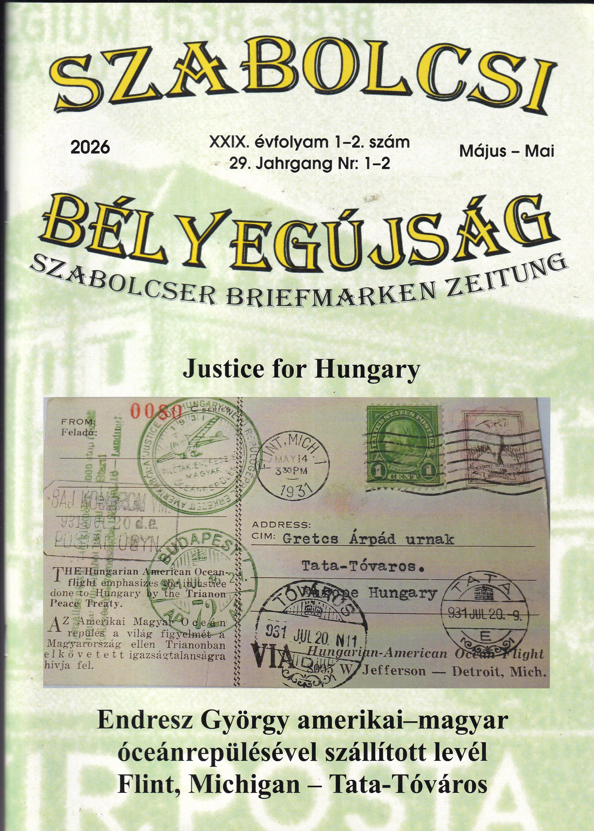 IMG_20260615_0042 Új megjelent! – Szabolcsi Bélyegújság 2026/1–2. szám a filatélia magas fokon!
