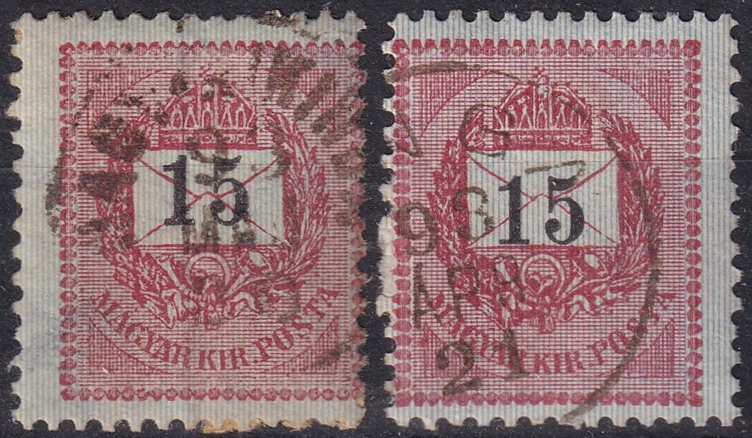 1889. 15 krajcárosok elcsúszott értékszámmal