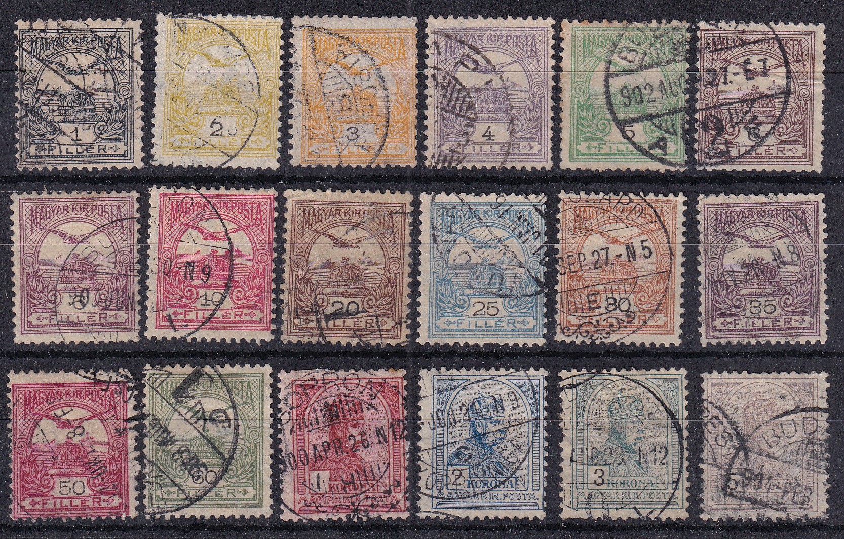 1900. Turul használt sor - 18 értékkel