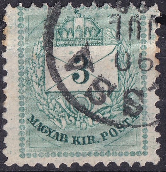 1881. II. 3kr alacsonyra fogazva