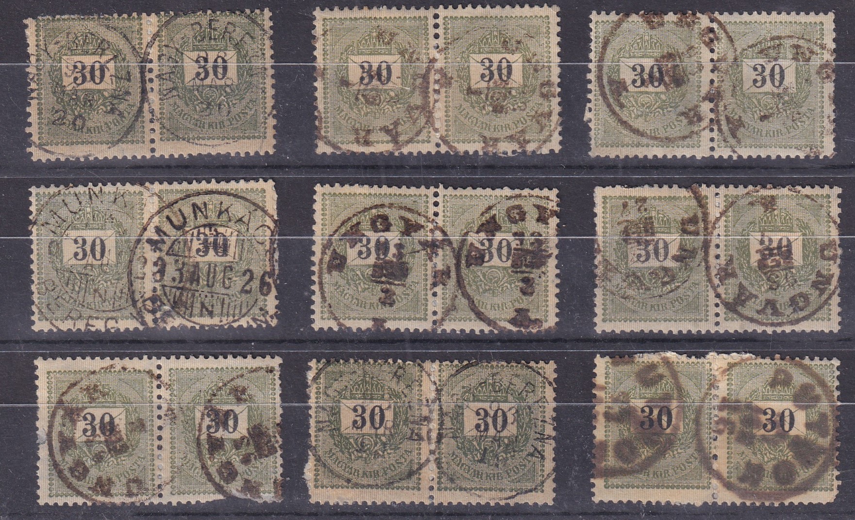 1889. Feketeszámú 30 krajcár válogatás párokban