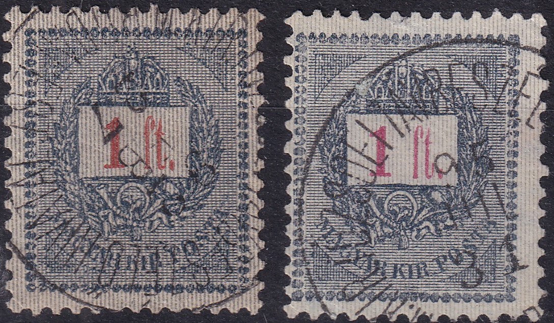 1889. Feketeszámú 1Ft alapnyomat változatok - szép Távírda bélyegzésekkel