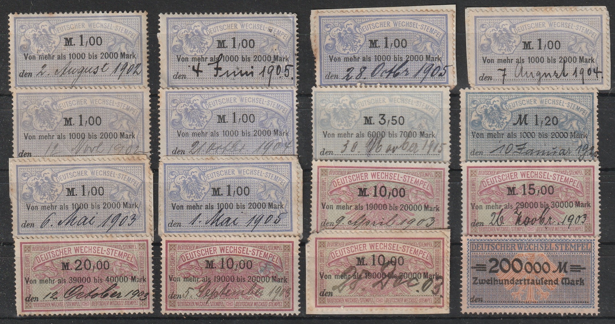 DEUTSCHER WECHSEL STEMPEL - Német váltóilleték-bélyegek összeállítás