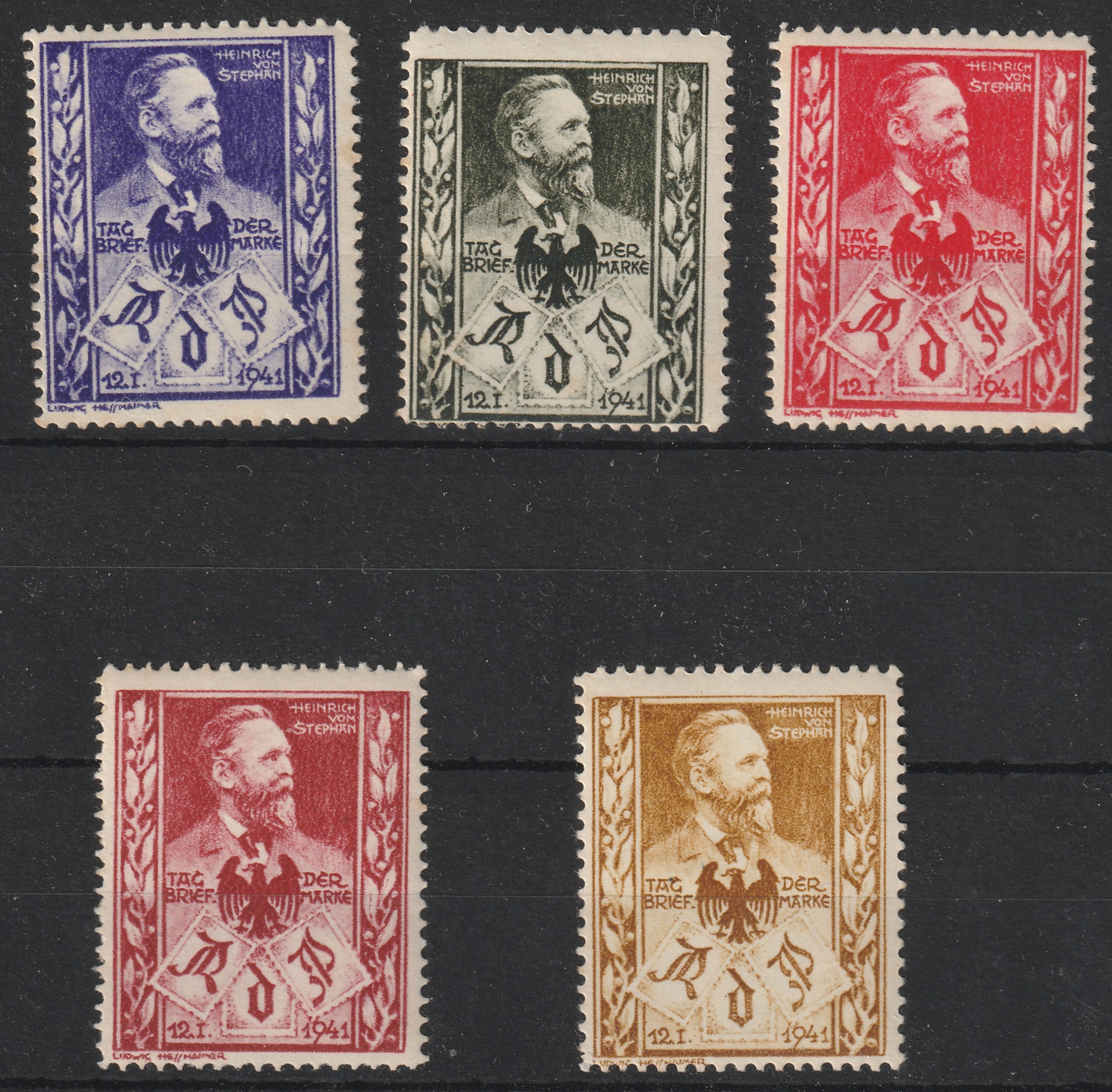 26_7_20260721_0084 Német Birodalom - "Tag der Briefmarke" (Bélyegnap) alkalmából 1941-ben kiadott, nem hivatalos emlékbélyegek