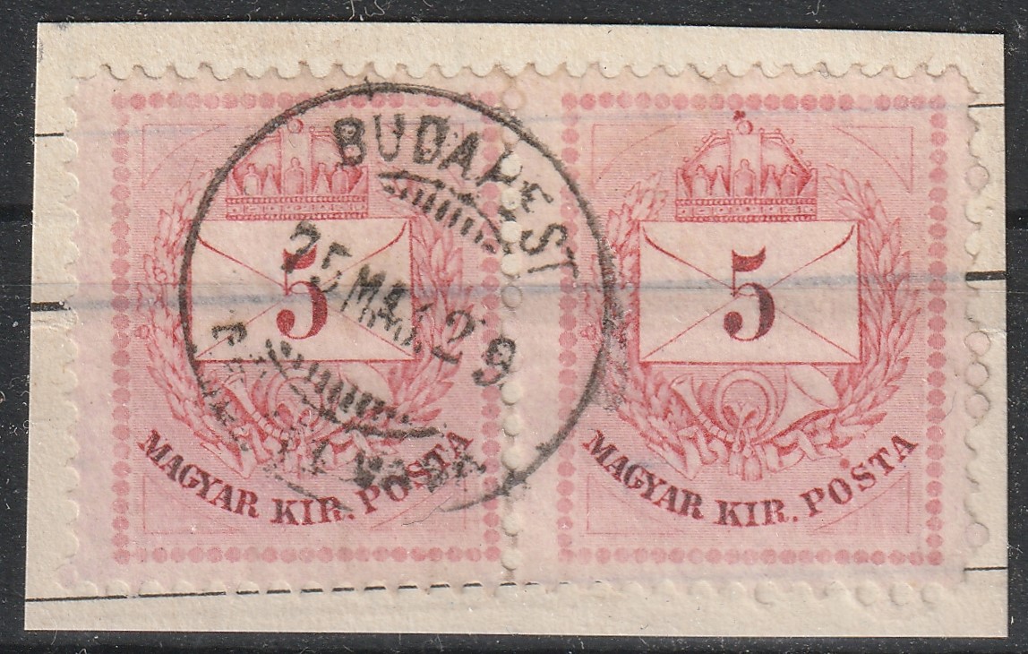 1874. 5kr pár, színes pont az "S" felett