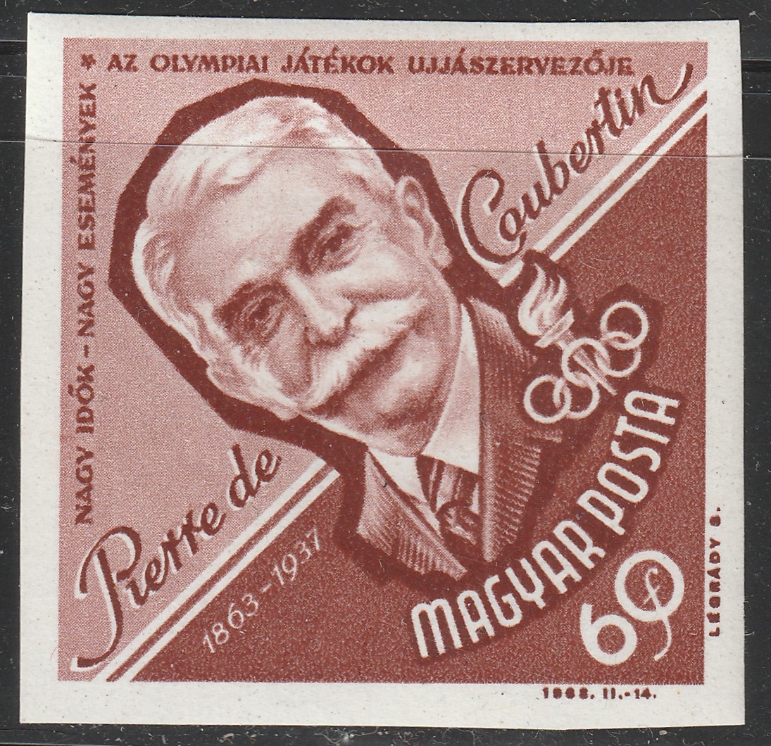 1963. Pierre de Coubertin vágott bélyeg