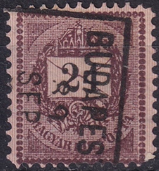 1889. Feketeszámú 24 kr /B/ sötét lilásbara, alacsonyra fogazva
