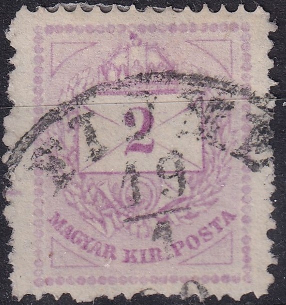 1874. 2kr lila - 13:13,1/4:13:13 fogazással - szélesre fogazva